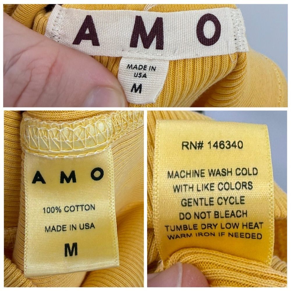 AMO Long Ribbed Tank Top in Yellow | Size Medium - Picture 5 of 6